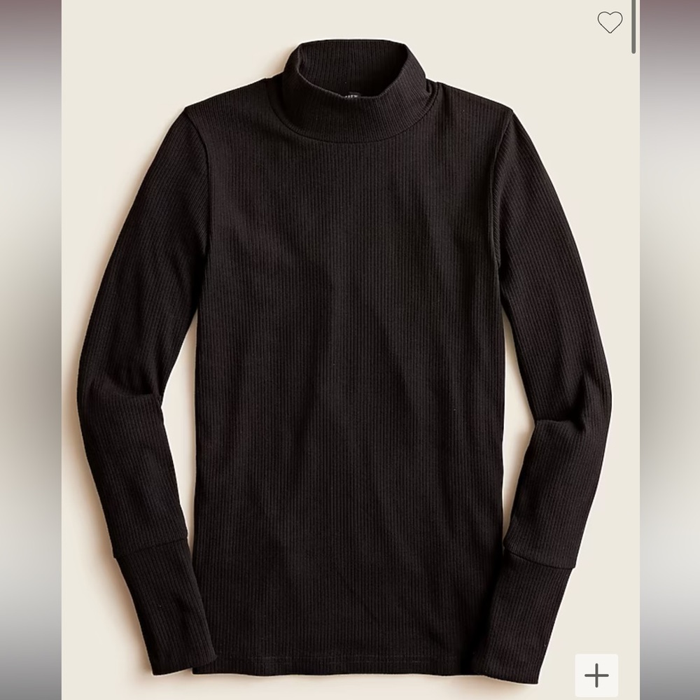 J. Crew Ribbed Stretch Cotton Mockneck Top Small